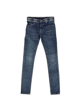 Celine Denim Pants Triomphe Skinny Jeans 24 Indigo Silver Cotton Polyurethane